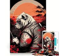 Teenagers 1000 Pieces Puzzle Bulldog Samurai Japan Fine Cut Art Focus Training Fun Quiet Time Game Christmas Fun Gift (38x26cm)