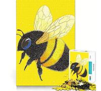 Teenagers 1000 Pieces Puzzle Bumblebee Illustration Fine Cut Art Focus Training Fun Quiet Time Game Christmas Fun Gift (38x52cm)