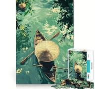 Teenagers 1000 Pieces Puzzle Canoe on Tranquil Waters Fine Cut Art Focus Training Fun Quiet Time Game Christmas Fun Gift (38x52cm)