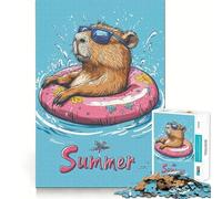 Teenagers 1000 Pieces Puzzle Capybara Summer Fun Fine Cut Art Focus Training Fun Quiet Time Game Christmas Fun Gift (50x75cm)