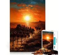 Teenagers 1000 Pieces Puzzle Caravan of Camels Fine Cut Art Focus Training Fun Quiet Time Game Christmas Fun Gift (38x52cm)