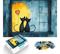 teenagers 1000 Pieces Puzzle Cats in Love Watercolor Style Challenging To Complete But Fun And Humorous Home Art Decor 26x38cm