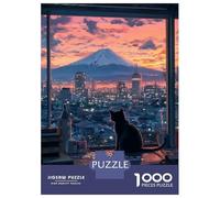 Teenagers 1000 Pieces Puzzle Cat's View of Mount Fuji-4 Adult Puzzles Brain Teaser Game Pattern Assembly Gifts for Friends And Family 70x50cm/1000pcs