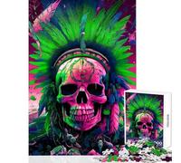 Teenagers 1000 Pieces Puzzle Chieftain Trippin Skull Practical Game Suitable for Couples Toy Wall Decor Birthday Present,Travel Gifts, (52X38cm)