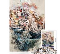 Teenagers 1000 Pieces Puzzle Cinque Terre in Manarola Practical Game Suitable for Couples Toy Wall Decor Birthday Present,Travel Gifts, (52X38cm)