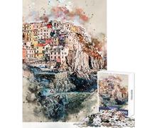 Teenagers 1000 Pieces Puzzle Cinque Terre in Manarola Practical Game Suitable for Couples Toy Wall Decor Birthday Present,Travel Gifts, (50X75cm)