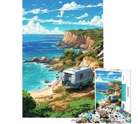 Teenagers 1000 Pieces Puzzle Cliffside Caravan Views Hands-on Game for Educational Game Challenge Toy Gifts for Women Men Home Decoration (Size 38x52cm)