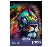 Teenagers 1000 Pieces Puzzle Color Splash Lion Jigsaws for Adults Brain Teaser Game Difficult Hard Challenging To Complete 52x38cm/1000pcs