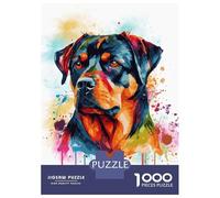 Teenagers 1000 Pieces Puzzle Colorful Rottweiler Art Jigsaws for Adults Brain Teaser Game Difficult Hard Challenging To Complete 70x50cm/1000pcs
