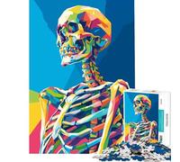 Teenagers 1000 Pieces Puzzle Colorful Skeleton Pop Art Illustration Hands-on Game for Educational Game Challenge Toy Gifts for Women Men Home Decoration (Size 38x52cm)