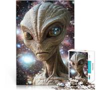 teenagers 1000 Pieces Puzzle Cosmic Grey Alien Portrait Herausfordernd Schwierig Lernspiel für Geburtstag, Weihnachten38x52cm