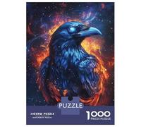 Teenagers 1000 Pieces Puzzle Cosmic Raven Flames Adult Puzzles Brain Teaser Game Pattern Assembly Gifts for Friends And Family 38x26cm/1000pcs
