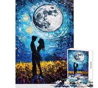 Teenagers 1000 Pieces Puzzle Couple Under The Moon Impossible Game Enhance Memory Home Decoration Toys Birthday Present,Travel Gifts, (38X52cm)
