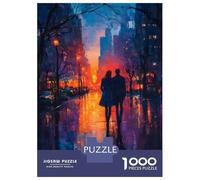 Teenagers 1000 Pieces Puzzle Couple Walking City Sunset Jigsaws for Adults Brain Teaser Game Difficult Hard Challenging To Complete 52x38cm/1000pcs