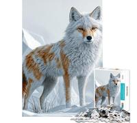 Teenagers 1000 Pieces Puzzle Coyote in Winter Landscape Educational Challenge Wall Decoration Relax Games Suitable for People Aged 14 And Above (38x52cm)