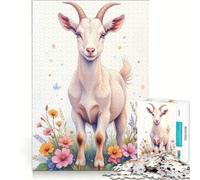 Teenagers 1000 Pieces Puzzle Cute Goat in Spring, Brain Teaser Game, Difficult And Challenge, Deal As Gifts for The Whole Family 38x26cm
