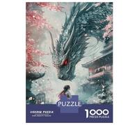 Teenagers 1000 Pieces Puzzle Dragon's Gaze in Cherry Blossoms Adult Puzzles Brain Teaser Game Pattern Assembly Gifts for Friends And Family 70x50cm/1000pcs