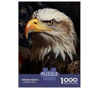 Teenagers 1000 Pieces Puzzle Eagle American Flag Art Print Adult Jigsaw Puzzle DIY Toys Difficult Challenge Gifts for Friends And Family 52x38cm/1000pcs