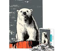 Teenagers 1000 Pieces Puzzle Endangered Animals︰ The Frightened Polar Bear Difficult And Challenge Family Activities Home Decoration Toys for 14+ Puzzle Game Offered (38x52cm)