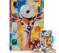 teenagers 1000 Pieces Puzzle Fawn with Toilet Paper Hat pädagogische Herausforderung Die Liebe zwischen Paaren stärken38x26cm