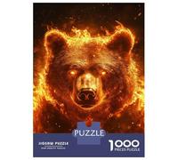 Teenagers 1000 Pieces Puzzle Flaming Bear Majesty -1 Adult Puzzles Brain Teaser Game Pattern Assembly Gifts for Friends And Family 38x26cm/1000pcs