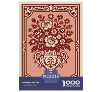 Teenagers 1000 Pieces Puzzle Floral Vase with Ornate Border Adult Puzzles Brain Teaser Game Pattern Assembly Gifts for Friends And Family 38x26cm/1000pcs