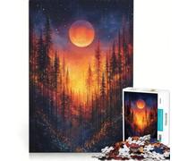 Teenagers 1000 Pieces Puzzle Forest Under A Fiery Moon, Relax Games, Decompressing Intellectual, Unique Birthday And Gifts 38X52CM