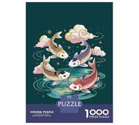 Teenagers 1000 Pieces Puzzle Four Koi Fish in A Circle Adult Puzzles Brain Teaser Game Pattern Assembly Gifts for Friends And Family 70x50cm/1000pcs