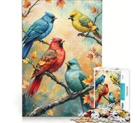 Teenagers 1000 Pieces Puzzle Four Little Birds on A Perch, Relax Games, Decompressing Intellectual, Unique Birthday And Gifts 50X75CM