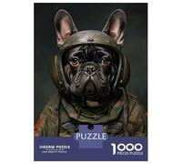 Teenagers 1000 Pieces Puzzle French Bulldog Soldier Jigsaws for Adults Brain Teaser Game Difficult Hard Challenging To Complete 70x50cm/1000pcs