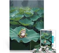 teenagers 1000 Pieces Puzzle Frog on Lily Pad Family Game Stress Reliever Difficult Challenge Unique Birthday and Gifts 26x38cm