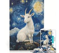 Teenagers 1000 Pieces Puzzle Goat Under Starry Night, Brain Teaser Game, Difficult And Challenge, Deal As Gifts for The Whole Family (38x52cm)