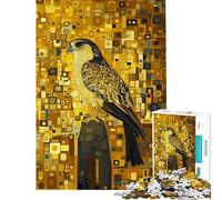 Teenagers 1000 Pieces Puzzle Golden Falcon Gustav Klimt Style Difficult And Challenge Home Decoration Brain Teaser Game Suitable for People Aged 14 And Above (50x75cm)