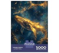 Teenagers 1000 Pieces Puzzle Golden Whale in Cosmos Adult Puzzles Brain Teaser Game Pattern Assembly Gifts for Friends And Family 38x26cm/1000pcs