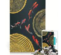 Teenagers 1000 Pieces Puzzle Goldfish And Circles, Brain Teaser Game, Difficult And Challenge, Deal As Gifts for The Whole Family (38x52cm)