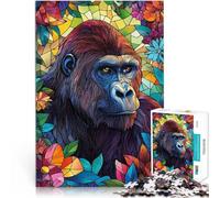 teenagers 1000 Pieces Puzzle Gorilla in Flowers Lernspiel-Herausforderungsspielzeug Geburtstagsgeschenk, Geschenke, Wandkunst75x50cm