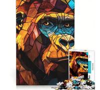 Teenagers 1000 Pieces Puzzle Gorilla Stained Glass, Brain Teaser Game, Difficult And Challenge, Deal As Gifts for The Whole Family (50x75cm)