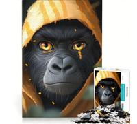 Teenagers 1000 Pieces Puzzle Gorilla with Golden Eyes Animal, Brain Teaser Game, Difficult And Challenge, Deal As Gifts for The Whole Family (50x75cm)