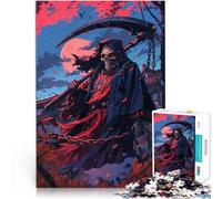 teenagers 1000 Pieces Puzzle Grim Reaper Blood Moon Familienspiel zum Stressabbau, schwierige Herausforderung für Heimdekoration38x26cm