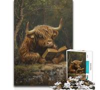 Teenagers 1000 Pieces Puzzle Highland Cow Nature Book Beautiful Design Game For Family Fun Gift For Birthdays (size 50x75cm)