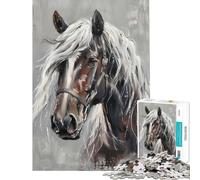 Teenagers 1000 Pieces Puzzle Horse Sad Painting Teenager Puzzles Hands-on Game Pattern Assembly Gifts for Friends And Family (Size 38x52cm)