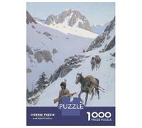 Teenagers 1000 Pieces Puzzle Indian Hunters In Snow Jigsaws for Adults Brain Teaser Game Difficult Hard Challenging To Complete 70x50cm/1000pcs