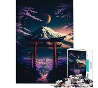Teenagers 1000 Pieces Puzzle Japanese CultureTorii Fuji Brain Intelligence Challenge Addictive Toys Relaxing Games For Family Fun Art Work Gifts (Size 38x26cm)
