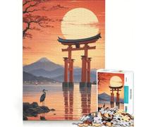 Teenagers 1000 Pieces Puzzle Japanese Torii Gate Sunset, Brain Teaser Game, Difficult And Challenge, Deal As Gifts for The Whole Family (50x75cm)