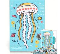 Teenagers 1000 Pieces Puzzle Jellyfish Line Art Brain Teaser Game Difficult And Challenge Deal As Gifts for The Whole Family 50x75cm