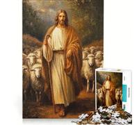 Teenagers 1000 Pieces Puzzle Jesus Christ The Good Shepherd Painting Brain Teaser Game Difficult And Challenge Deal As Gifts for The Whole Family 38x52cm