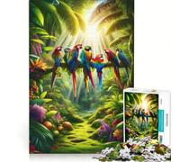 Teenagers 1000 Pieces Puzzle Jungle Parrot Paradise Brain Teaser Game Difficult And Challenge Deal As Gifts for The Whole Family 38x52cm