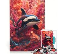 Teenagers 1000 Pieces Puzzle Killer Whale Coral Reef Brain Teaser Game Difficult And Challenge Deal As Gifts for The Whole Family 50x75cm