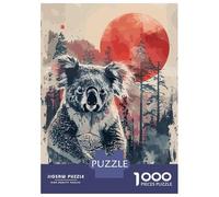 Teenagers 1000 Pieces Puzzle Koala Red Sun Watercolor Adult Puzzles Brain Teaser Game Pattern Assembly Gifts for Friends And Family 52x38cm/1000pcs
