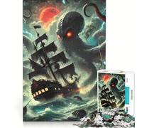 Teenagers 1000 Pieces Puzzle Kraken Attacking Ship Brain Teaser Game Difficult And Challenge Deal As Gifts for The Whole Family 38x26cm